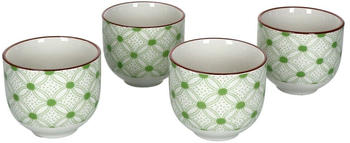Ritzenhoff & Breker Lime Rio 4er Set Teebecher Grünes Muster Porzellan-Tassen Pötte
