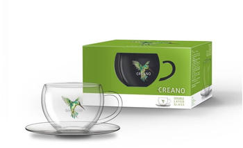 Creano 2er-Set Thermo-Tasses "Hummi" für Tee/Latte Macchiato, doppelwandig, mit Kolibri-Muster | 250ml in exklusiver Geschenkpackung