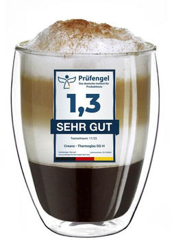 Creano doppelwandiges XXL Thermoglas 400ml, Extra großes hitzebeständiges Kaffeeglas/Teeglas/Latte Macchiato aus Borosilikatglas
