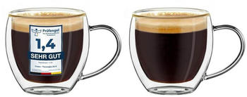 Creano Thermoglas Espressoglas hoch mit Henkel 2er Set, 100ml