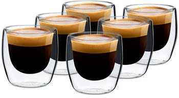 Klarstein Thermogläser Espresso doppelwandig 80 ml 6er Set