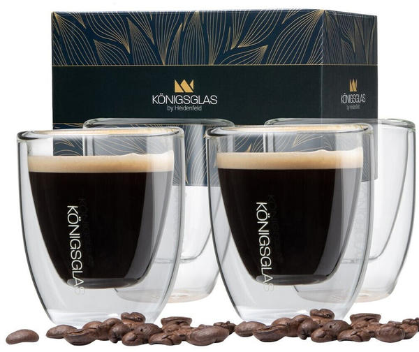 Heidenfeld Königsglas Espresso 80 ml, 4er-Set, doppelwandig, handgefertigt