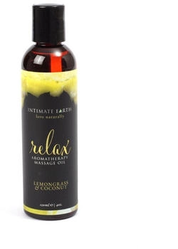 Intimate Earth RELAX Aromatherapy Massage Oil - Lemongrass and Coconut - 4 oz. Intimate Earth RELAX Aromatherapy Massage Oil - Lemongrass and Coconut - 4 oz.