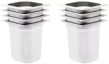 vidaXL Gastronormbehälter GN 1/6 200mm Edelstahl 8er-Set (50909)