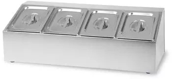 Vertes Zutatenbehälter 4x 1/6 GN Edelstahl 100mm tief (FD1-GNG16-14)