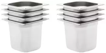 vidaXL Gastronormbehälter GN 1/6 150mm Edelstahl, 8 Stk. (50908)