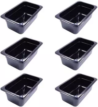 Airbrush-City Gastronormbehälter GN 1/4 Polycarbonat schwarz 2,8L 100mm (6er-Set)