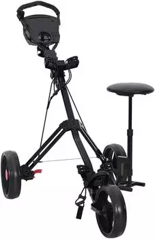 vidaXL Golf-Trolley mit Sitz, klappbar, Eisen, schwarz, 95x69x114cm