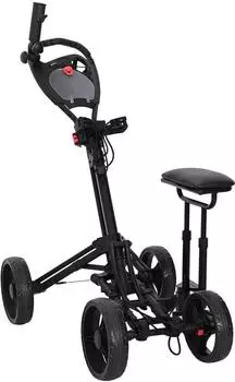 vidaXL Golf-Trolley mit Sitz, schwarz, Aluminium, klappbar (42033589)