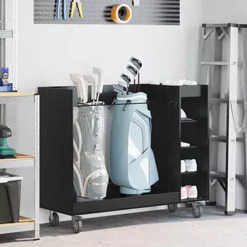 vidaXL Golfschrank mit Rollen, schwarz, Eichen-Optik, 120x45x98cm