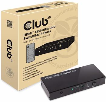 Club 3D SenseVision HDMI 2.0 4K 60Hz UHD Switchbox 4-Port CSV-1370