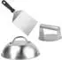 Relaxdays Smash Burger Set Burgerpresse, Spachtel & Burgerhaube, 3-teilig, Edelstahl
