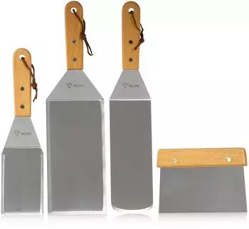 BBQ-Toro Pfannenwender-Set 4-tlg. Edelstahl Winkelpaletten & Grillspachtel (SPAT3)