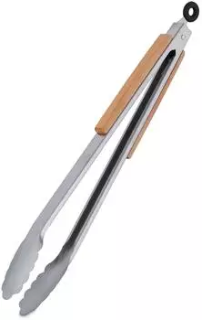 Relaxdays Grillzange Edelstahl Holzgriff, 2er-Set