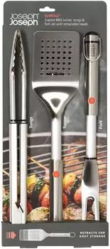 Joseph Joseph GrillOut BBQ-Utensilien-Set, Edelstahl, 3-teilig (2000004)