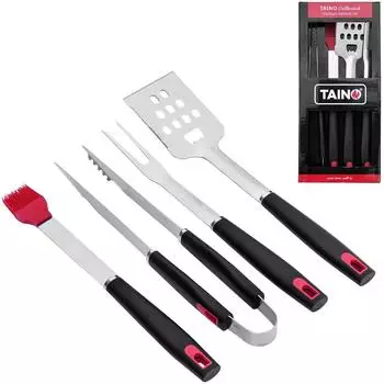 Taino Grillbesteck-Set 4-tlg. Edelstahl mit Silikonpinsel (93243)