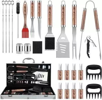 LuxusKollektion Grillbesteck-Set, Edelstahl, 29-teilig, Alukoffer