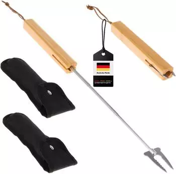bremermann Teleskop-Grillgabel 2er Set, Edelstahl & Bambus, inkl. Tasche (14142)