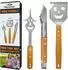 LuxusKollektion Grillbesteck-Set 3-teilig, Edelstahl, Holzgriff, 43,2cm