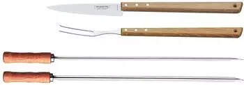Tramontina Churrasco Barbecue-Set 4-tlg. Tranchiermesser, Gabel & Grillspie&szlig;e (92000-006)