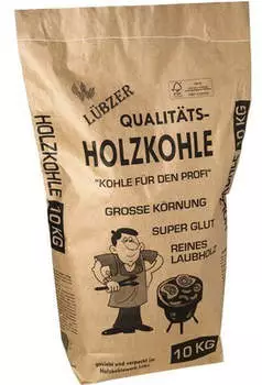 L&uuml;bzer Holzkohle gro&szlig;e K&ouml;rnung (10 kg)