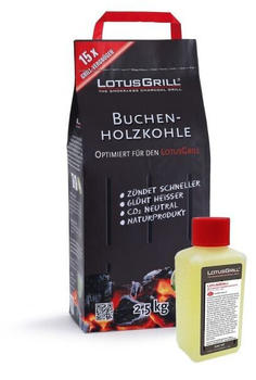 LotusGrill Buchenholzkohle 2,5 kg + Brennpaste 200 ml
