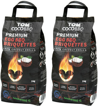 Tom CocoBBQ Premium Egg BBQ Briquettes 2 x 3 kg (KS1964)