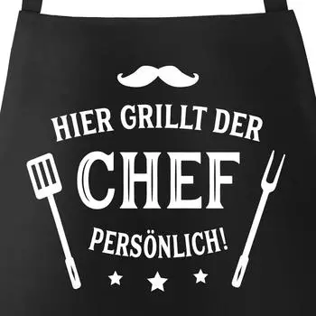 MoonWorks Grillschürze "Hier grillt der Chef persönlich" Herren, schwarz