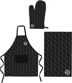 FC Bayern München Grill-Set 3-teilig: Schürze, Handschuh & Tuch, Unisex, schwarz (34625)