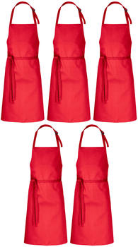 Desermo 5er Pack Latzschürzen 100 x 80 cm rot 35% Baumwolle / 65% Polyester