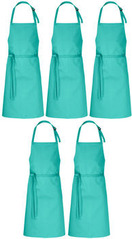 Desermo 5er Pack Latzschürzen 100 x 80 cm türkis 35% Baumwolle / 65% Polyester