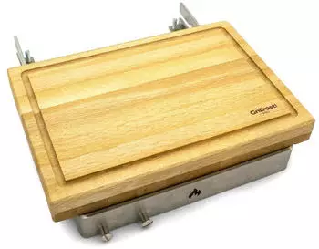 Grillrost.com Das Original Holzbrett mit Halter für Feuerplatten 3-12mm