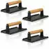 BBQ-Toro Fleischbeschwerer Gusseisen 1kg mit Holzgriff, 4er-Set