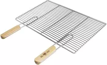 ECD Germany BBQ Grillrost Edelstahl 54x34cm mit Holzgriffen