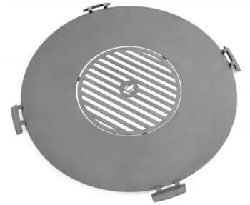 Cookking Rostfreie Grillplatte für Feuerschale 78 cm mit vier Griffen + Rost 37 cm