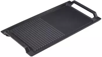 Arebos Grillplatte Gusseisen 43,6x22,9cm, halbgerippt/halbglatt, Induktion
