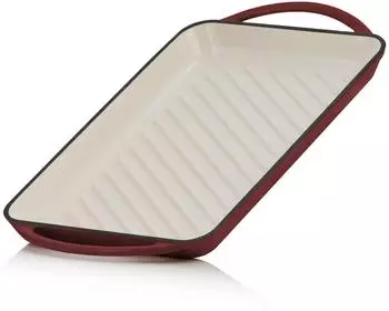 Mahlzeit Gusseisen-Grillplatte emailliert, gerippt, Dark Cherry, 39,5x22x3,5cm