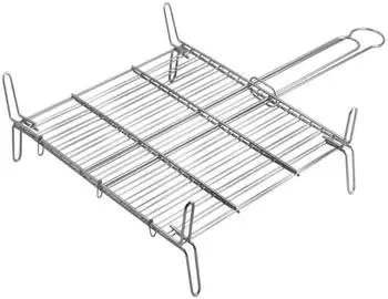 EDM Doppelgrillrost f&uuml;r Barbecue, Zink, 50x50cm (76844)