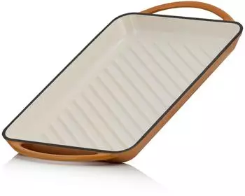 Mahlzeit Gusseisen-Grillplatte emailliert, gerippte, Sunny Orange, 39,5x22x3,5cm