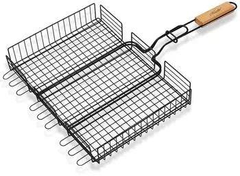 Maestro Doppelgrill-Grillrost mit Holzgriff 40x30cm (MR-1001)