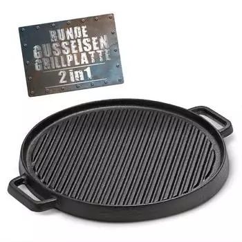BBQ - Boss Grillplatte rund, Gusseisen, wendbar, &Oslash; 29,5cm (4520)