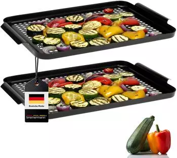 bremermann Grillplatte antihaftbeschichtet, perforiert, 29,5x25,5cm (2er-Set)
