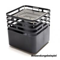 h&ouml;fats Grillrost - Massiver Edelstahl, H&ouml;henverstellbar, Integrierte Griffe - CUBE