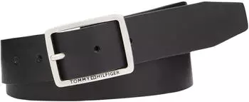 Tommy Hilfiger Logo-Ledergürtel mit eckiger Schnalle (AM0AM12176) black