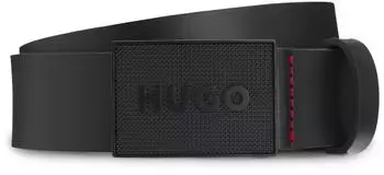 HUGO Büffelledergürtel mit Koppelschließe Style Gethon_Sz35 50548359 Schwarz