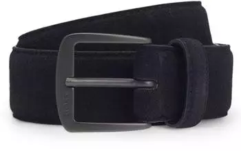 Hugo Boss G&uuml;rtel aus italienischem Veloursleder mit Schlie&szlig;e in Gunmetal Style Syhr-Sd-St_Sz35 50558716 Dunkelblau