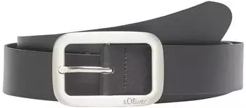 s.Oliver Lederg&uuml;rtel mit rechteckiger Rahmenschlie&szlig;e und Logo-Details schwarz 2163184.9999.