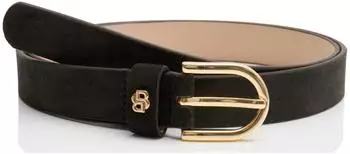 Hugo Boss Gürtel aus Veloursleder mit goldfarbenem Double-B-Monogramm - Style Scarlet-BB-Sd-G_Sz25 50522643 Dunkelbraun