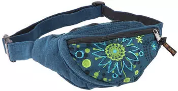 Guru-Shop Bestickte Ethno Boho Nepal Gürteltasche (56649) petrol/lemon