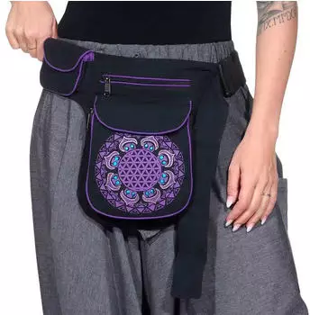 Kunst und Magie Sidebag Hüfttasche mit Mandala-Print (Gs162) schwarz/lila